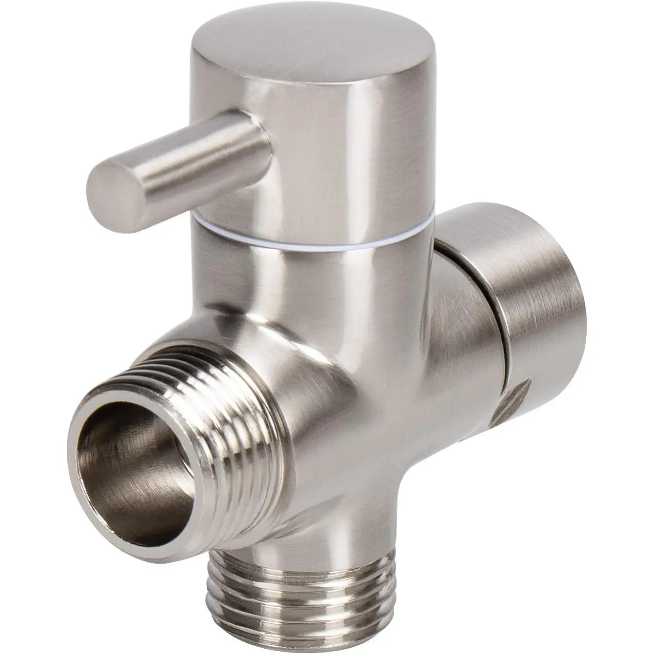 Solid Brass G1/2" Shower Arm  Metal  3-Way Diverter Valve for Handheld and Fixed ,  Component Adapter (Brushed Nickel)