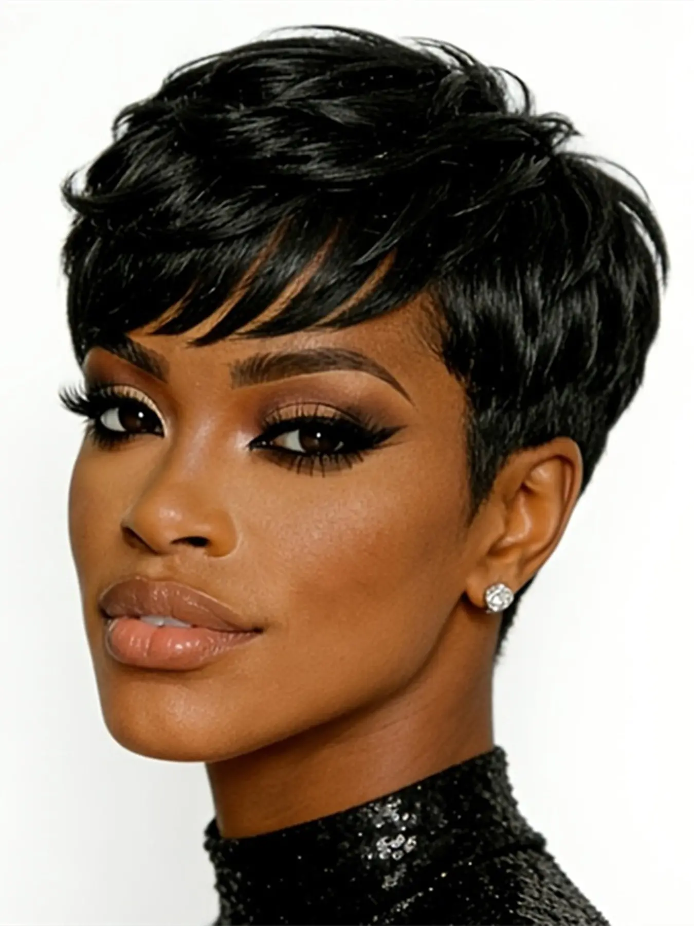 Pixie Cut Wig Straight Layered Natural, Human Hair Wigs for Women, Short Daily Party Cosplay Use, Machine Made Wig