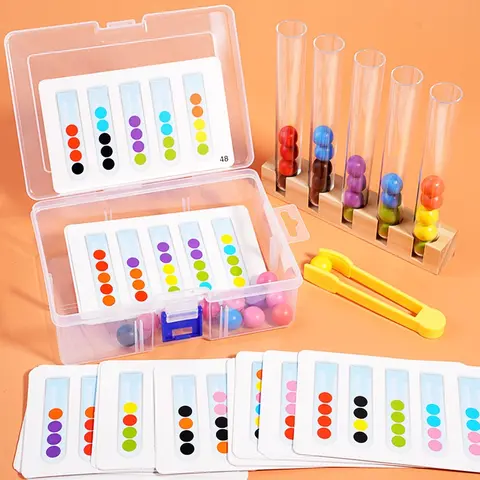 Wooden Colorful Test Tube Clip Beads Matching Educational Toys, Color Recognition Sorting Matching Toy, Early Education Toy, Parent-child Interactive Toy