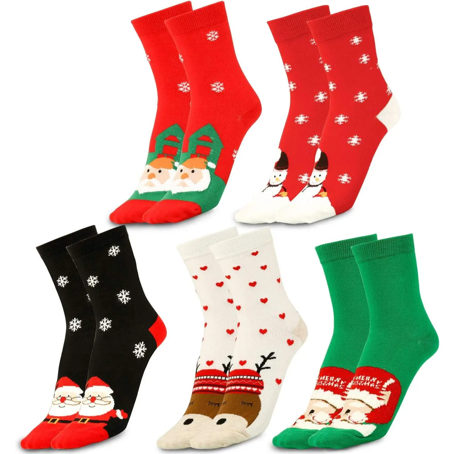 5 Pairs Christmas Socks Funny Christmas Casual Ankle Socks Unisex Winter Warm Cotton Thermal Socks Holiday Cartoon Winter Slipper Socks for Boys Girls Men Women