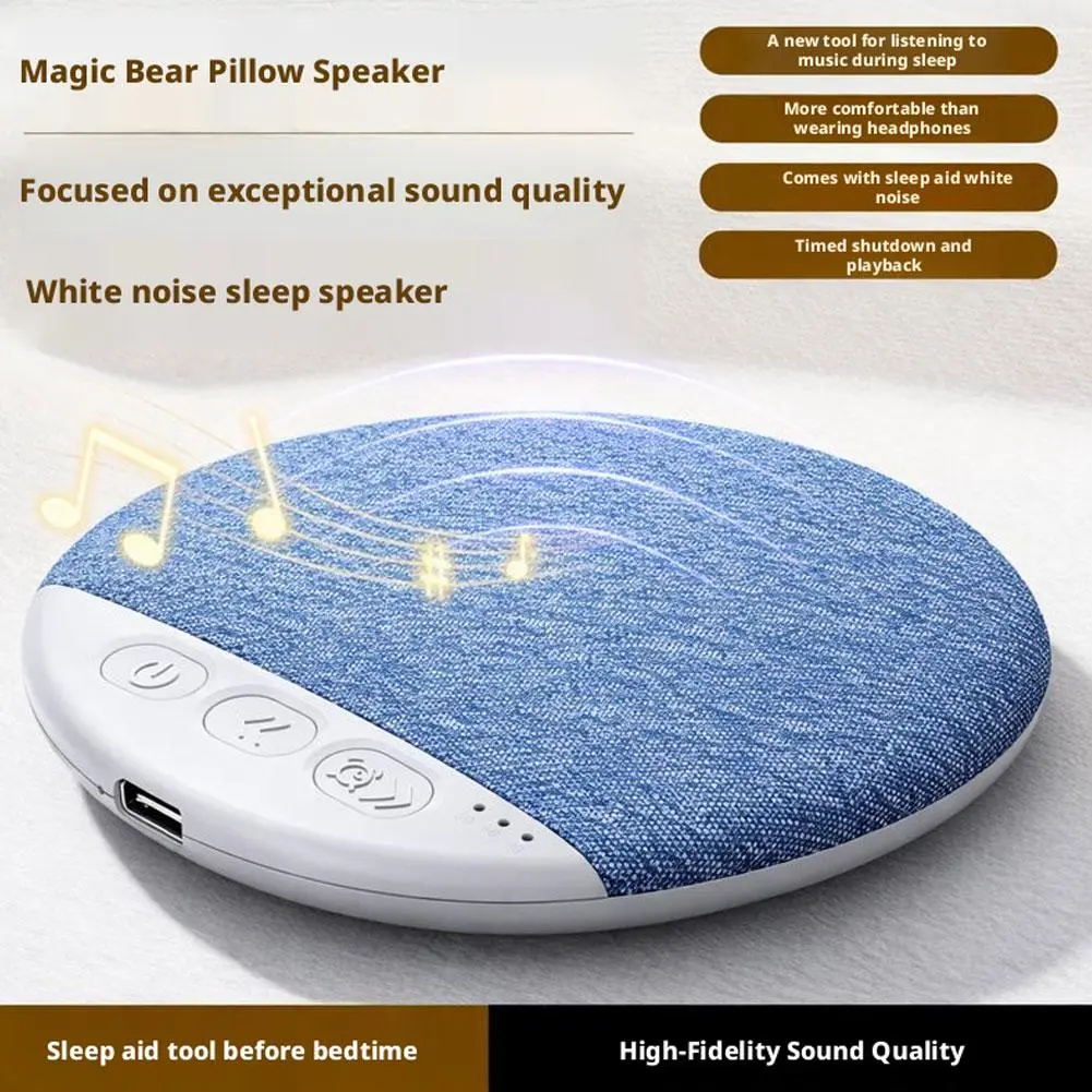 Wireless Compact Under-Pillow Bluetooth 5.4 Speaker - HiFi Stereo White Noise, NFC Enabled Portable Speaker with 30/60/90 Min Timers, Stable Connection for Bedroom Use