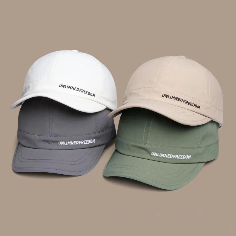 Retro quick-dry short-brim sun hat, summer outdoor lightweight baseball cap, sun-protection duckbill cap