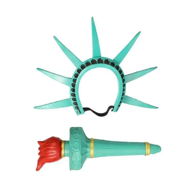 Statue of Liberty Crown Headband & Torch Prop Set, Plastic Resin Costume Accessories for Halloween,  Themed Party