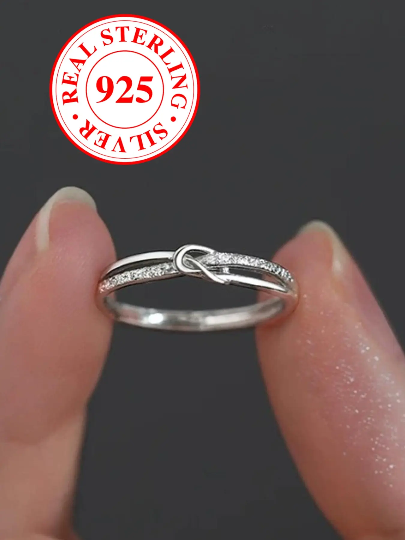 S925 Sterling Silver Ring knotted design infinity ring infinite love engagement ring, wedding ring, stackable promise ring for women & girls, minimalist style, anniversary and Valentine's Day gift
