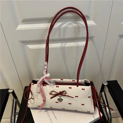 Women's Bow Detail Plain Handbag - Lightweight Underarm Mini Crossbody Fashion Shoulder Bag, Casual Accessory for Work & Shopping, Everyday Bags for Women