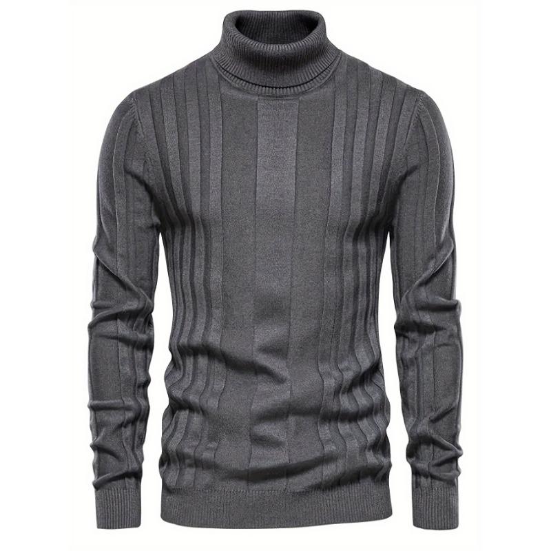 Men's Turtleneck Knitted Sweater - Casual Warm Solid High Stretch Pullover Sweater - For Fall & Winter - For Men - Soft & Comfortable Knit Fabric - Perfect Gift for Cold Weather