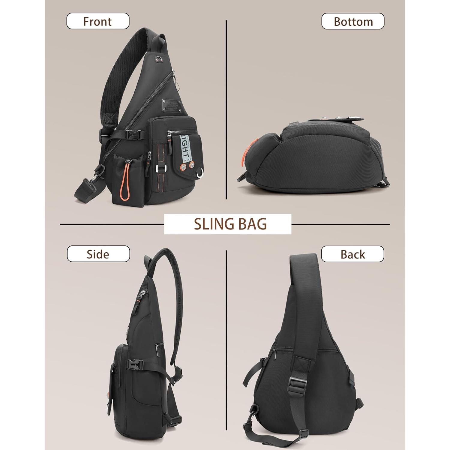 Large Sling Backpack, Sling Chest Bag  Crossbody Daypacks Fits 14.1-Inch Laptop for Travel Outdoor Men Women