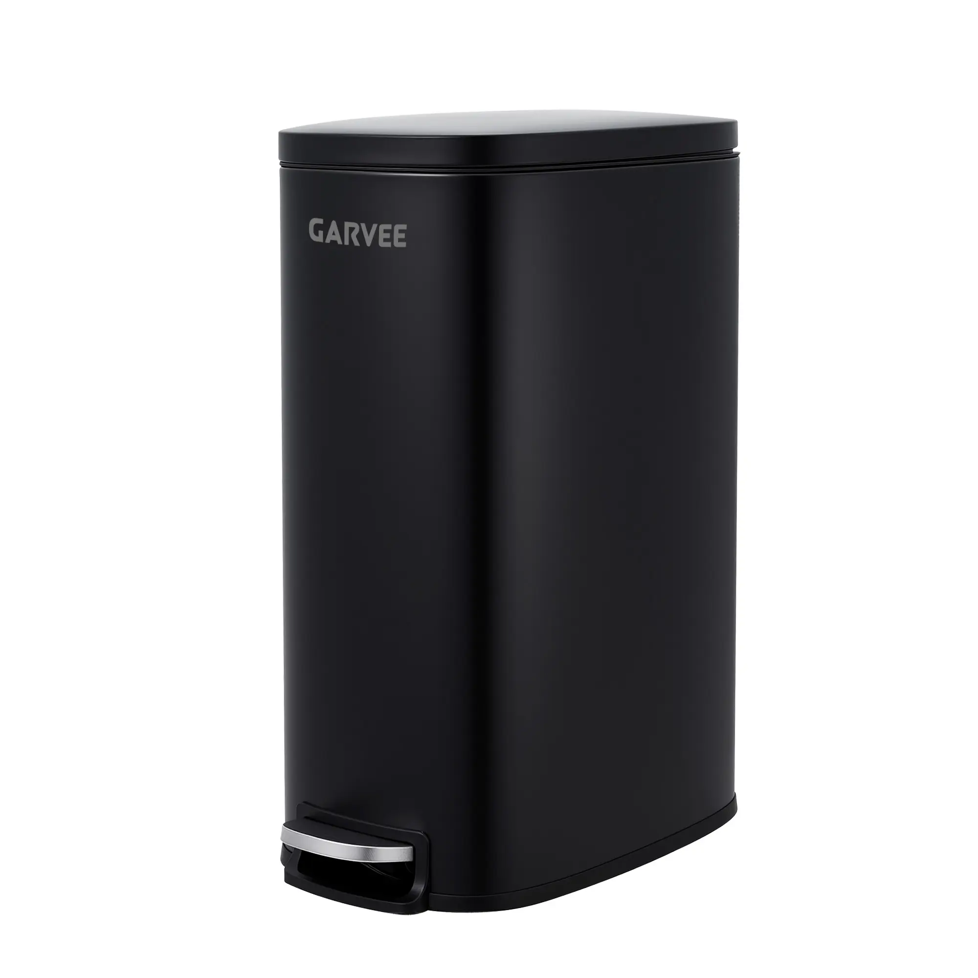 Garvee Large Capacity & Sleek – 13 Gallon Slim Stainless Steel Kitchen Trash Can – White Step Pedal Garbage Bin – Soft-Close Lid – Removable Inner Bucket – Space-Saving for Home & Office