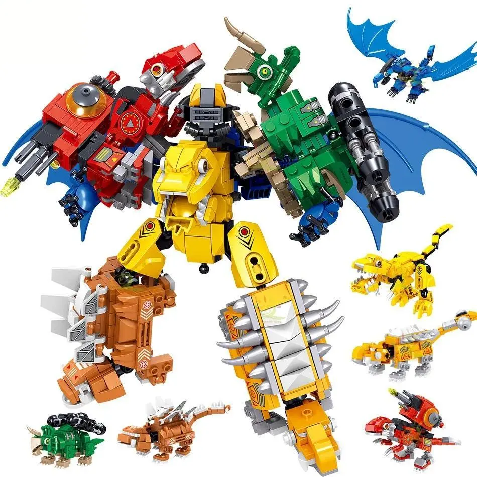 670pcs 6 In 1 Dinosaurs Movie Series Building Blocks City World Drangon Mecha Model Bricks Set Toys for Children