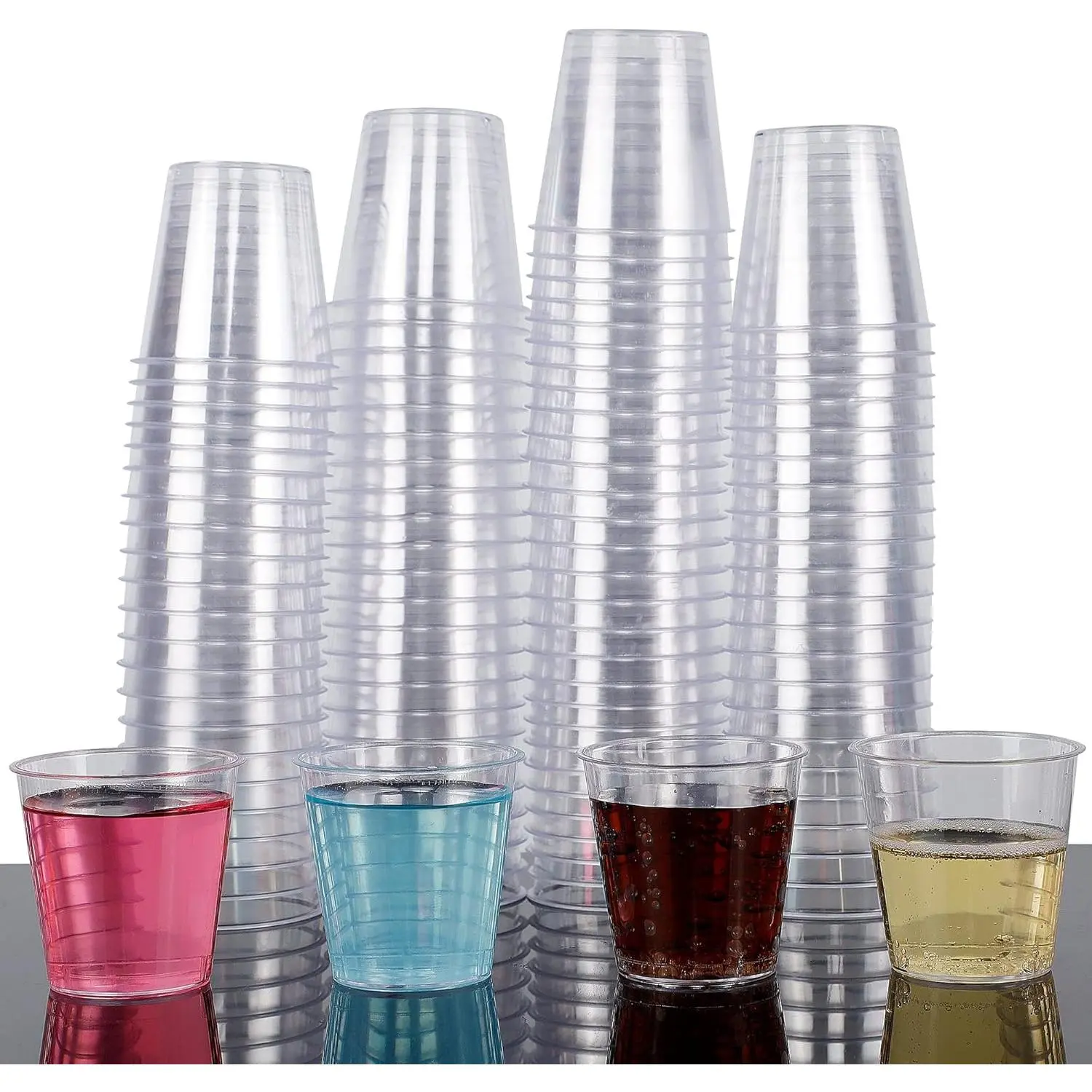 100 Shot Glasses, 1oz Clear Plastic Disposable Hard Cups, Mini Cups  Container for Sauce, Sample Tasting, Jello Shots, Pudding