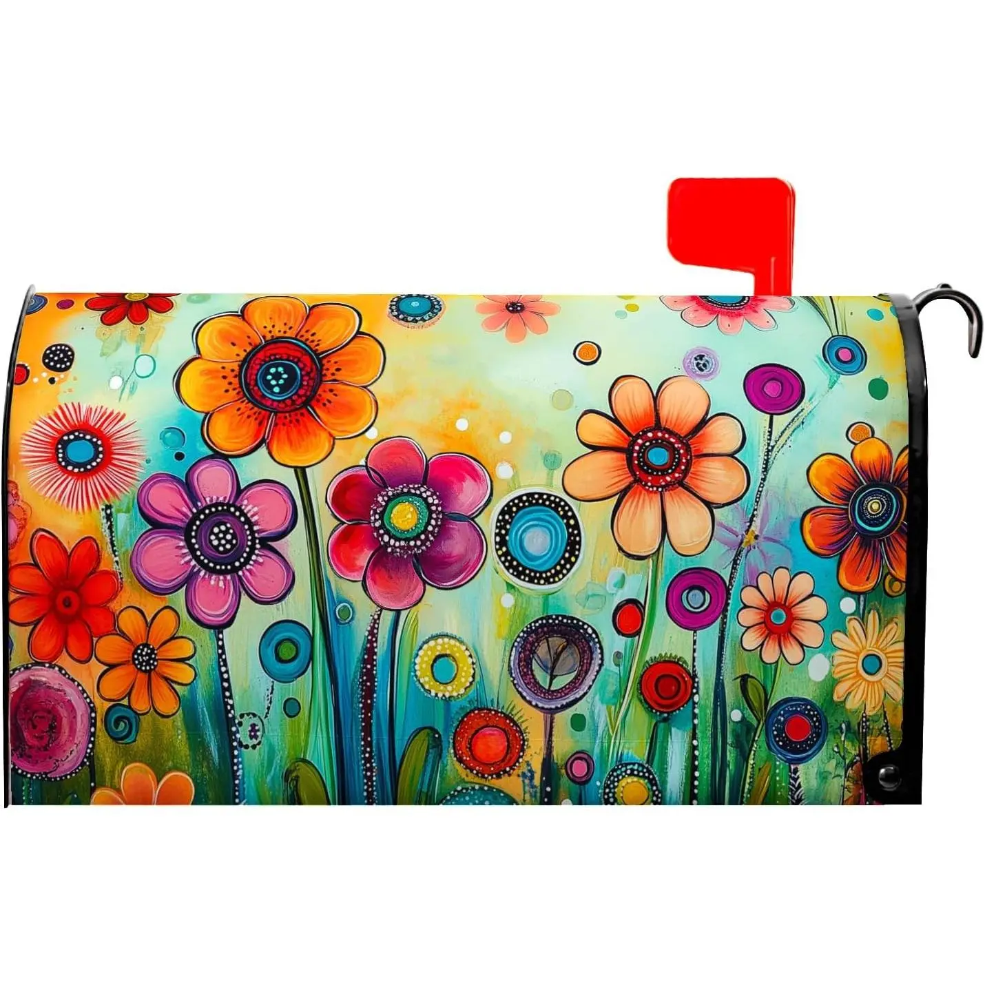Spring Summer Mailbox Covers Magnetic Standard Size 21 x 18 Inch Abstract Colorful Floral Mailbox Wraps Post Letter Box Cover for Garden Yard Decor