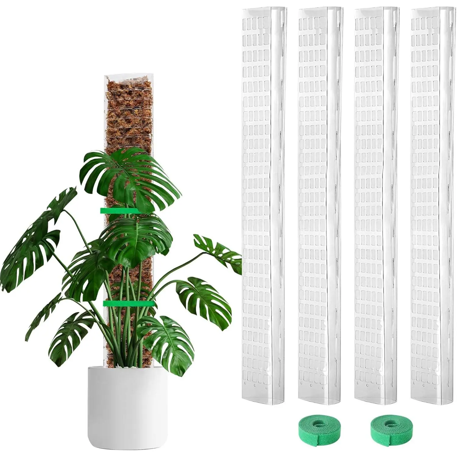 24 Inch 4 count Plastic Moss Pole for  Monstera, 4x24''  Poles for Climbing ,  Support for Indoor  Work with Sphagnum Moss