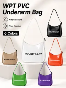 WPT Women’s PVC Shoulder Bag, Waterproof Glossy Underarm Purse, Small Hobo Handbag for Daily Travel, Y2K Casual Fashion Bag