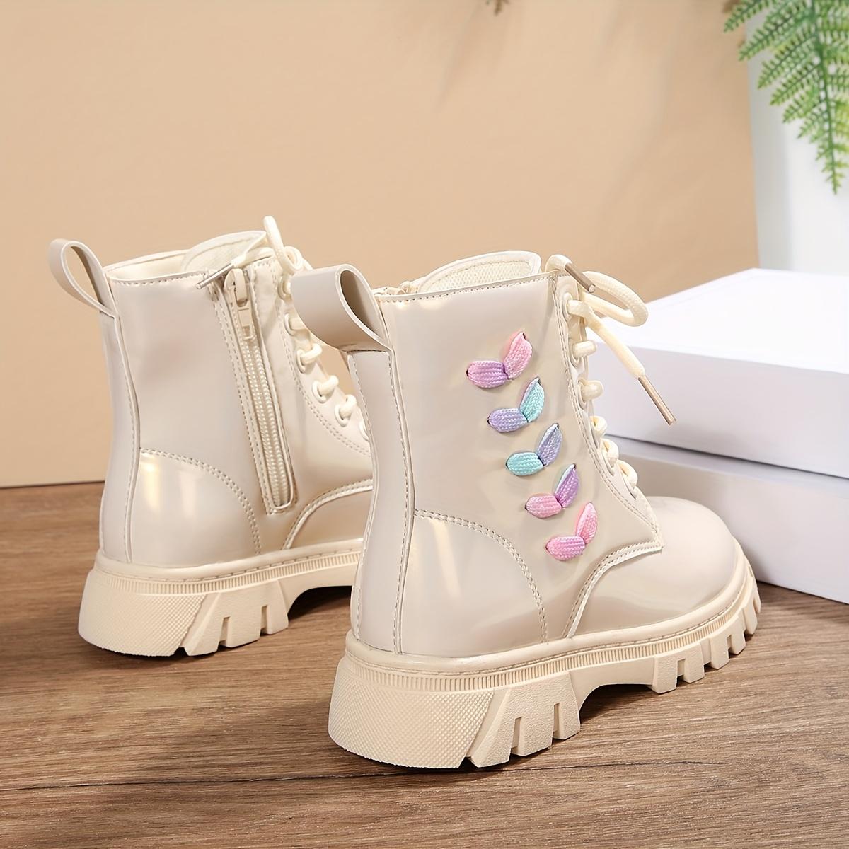 Girls' Casual Fashion Mid-Calf Boots with Lace-Up & Side Zipper Closure - Durable Faux Cover, Round Toe, TPR Sole - Perfect Fall/Winter Outdoor Activities, Casual Wear Boots |                   Playful Design |                   Durable Boots1011