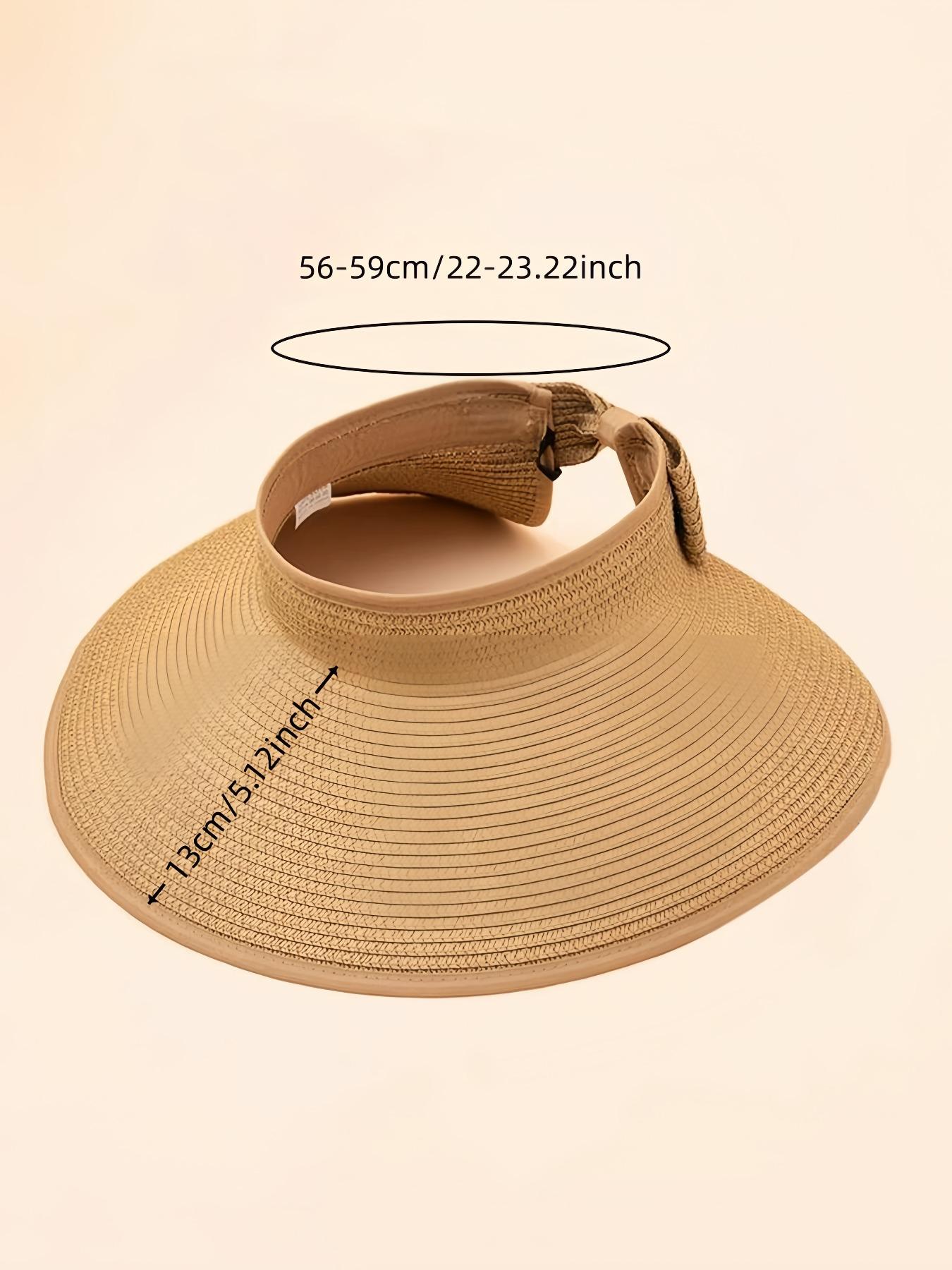 Women's Solid Color Cute Bow Design Wide Brim Straw Hat, Casual Trendy Foldable Sun Hat for Beach, Fashion Accessories for Women & Girls