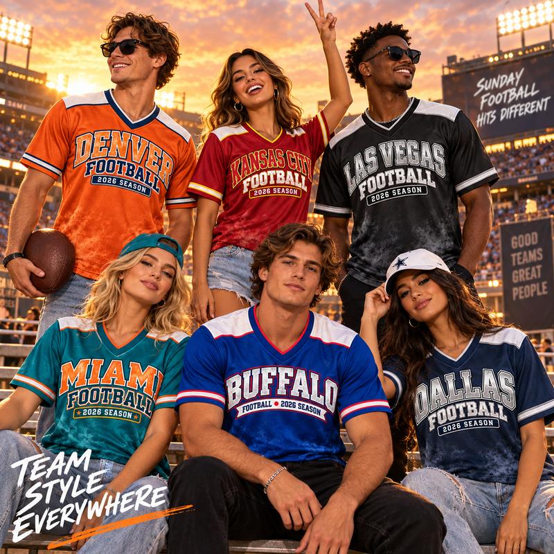 Men's and women's double-sided printed short-sleeved sports fan T-shirts, team-wide football fan V-neck jerseys, fan-specific team uniforms, sports enthusiast holiday gifts, casual wear for game days, suitable for supporters on game days