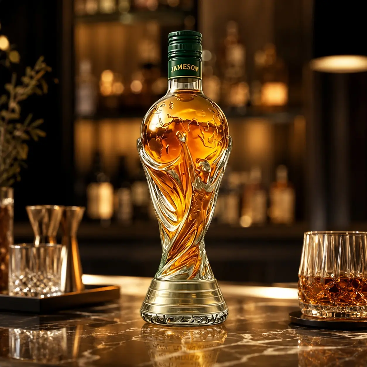 11.81-Inch Finely Carved and Crafted Crystal Whiskey Decanter, Limited Edition Art Trophy-Style Bottle, Premium Collectible Gift for Men and Fathers