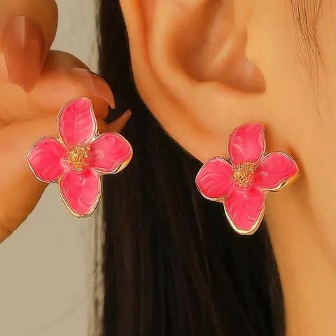 Elegant Floral Design Earrings for Women, Unique Ear Studs, High-End Flower Jewelry, Trendy Accessories, Fashionable Earrings