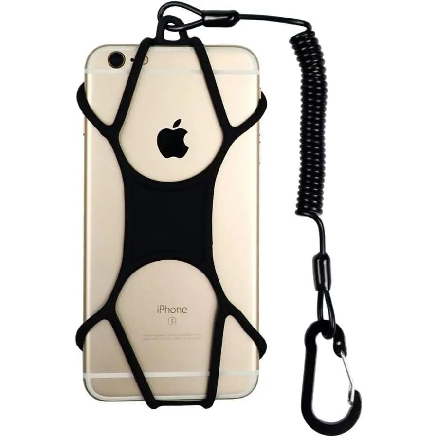 Rugged Phone Lanyard with Coiled Strap and Carabiner – Anti- Cell Phone Tether for Hiking, Travel, Outdoor Use –  Phone Strap with Tether Tab, No Adhesive Needed