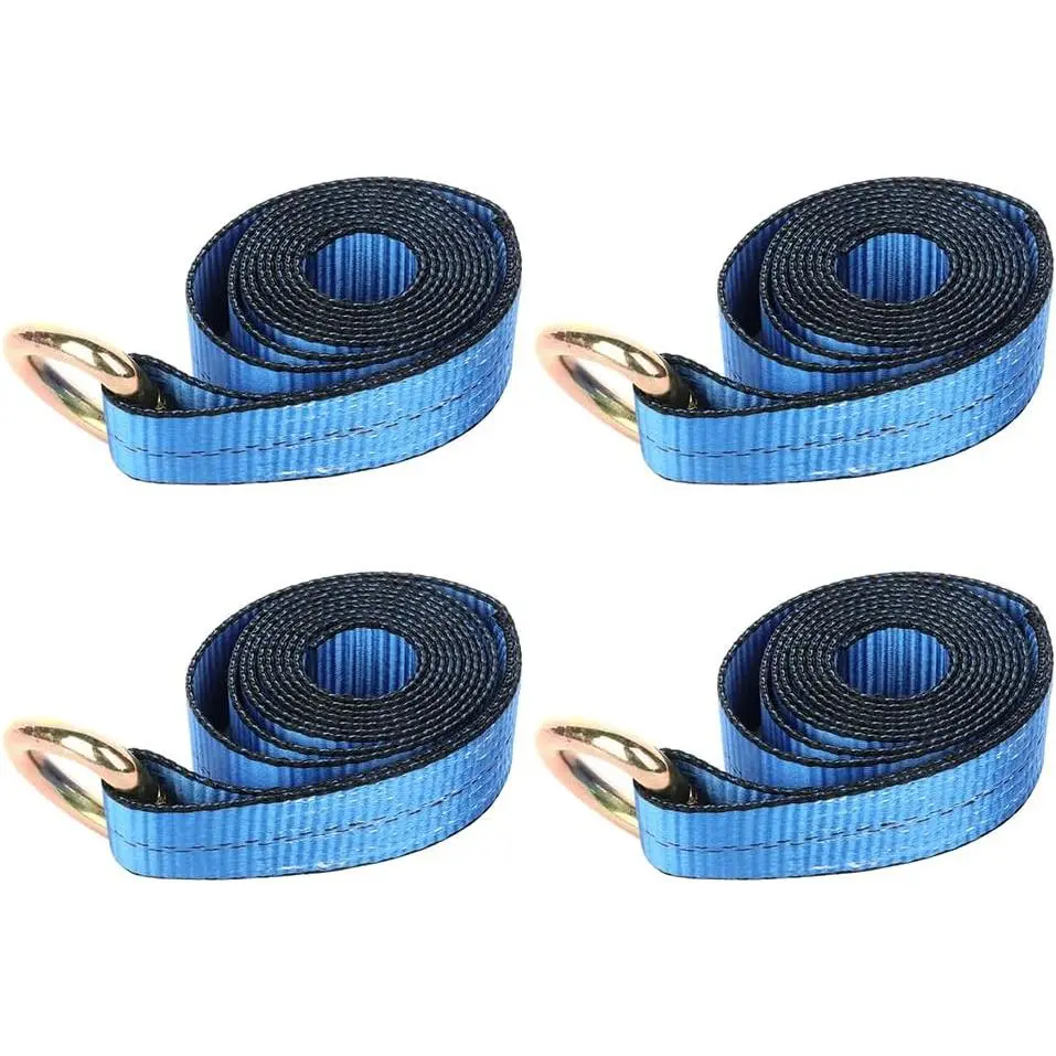 4 x Lasso Straps Wrecker  Hauler  Tow  Tire Wheel Tie Down Strap Blue (2in. X 8ft.)
