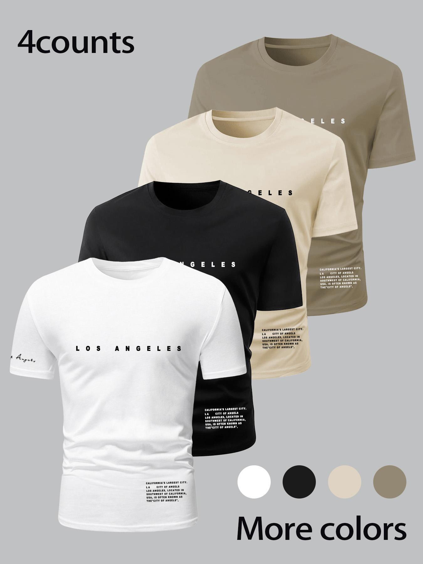 Men's Letter Print Round Neck Tee, Regular Fit Casual Short Sleeve T-shirt, Men's Summer Top for Daily Wear