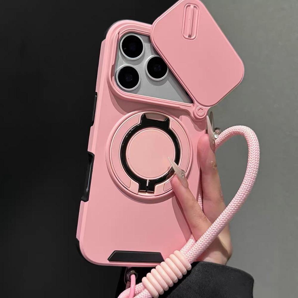 Rotating Lens Protection Case: Phone Case - Combines Lens Protection, Stand, and Magnetic Charging with a Lanyard. Suitable for iPhone Air 16/15/14 Plus/13/17 Pro Max. 360 °   Stand, Heavy-duty Drop-proof Protective Case