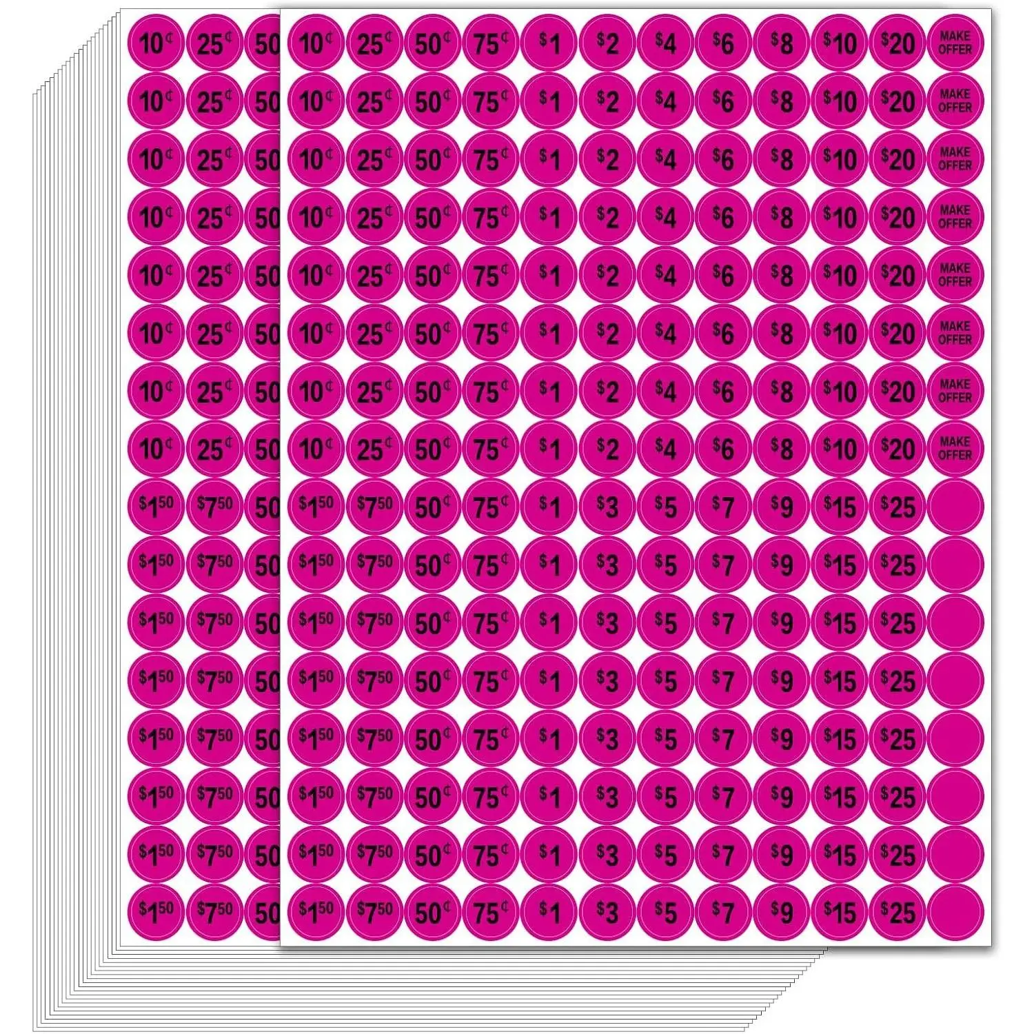 1920 PCS Yard Sale Price Stickers Garage Sale Pre-Priced Price Tag Labels 3/4" Diameter Flea Market Pre-Printed Pricing Stickers for Retail,Bright Pink Color