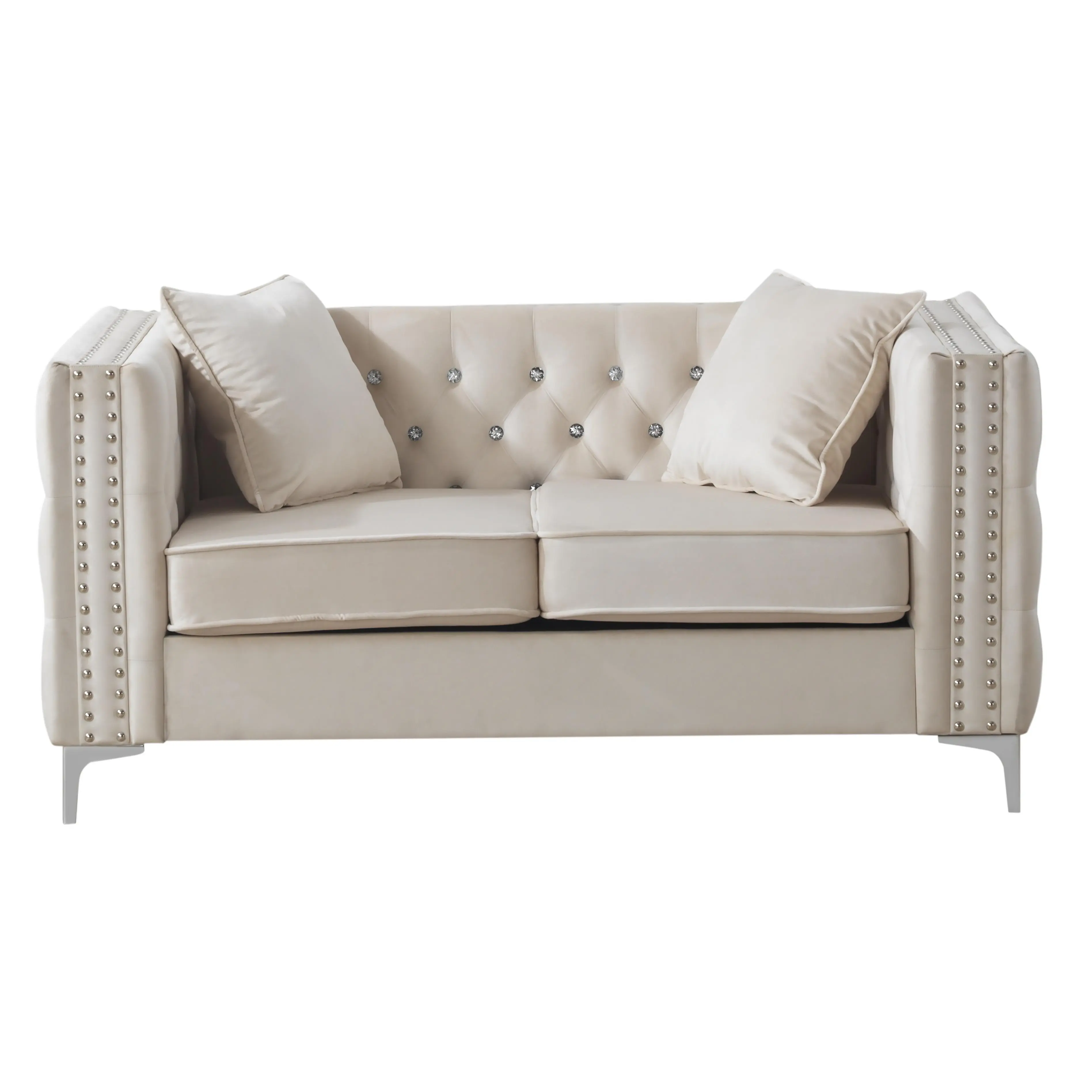 ARCH Glory Furniture Paige Ivory Loveseat for Living Room, Compact 2-Seater Couch with Durable Fabric, Modern Indoor Sofa for Small Spaces, Apartment, Office, Reading Nook, Cozy Seating for Two, Easy Assembly, Single Size, Home Furniture and