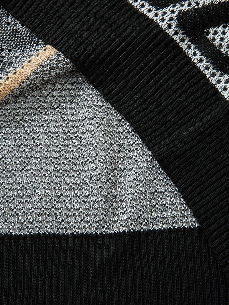 Unisex Men's Colorblock Letter & Number Print V Neck Sweater, Loose Casual Breathable Long Sleeve Jumper for Spring & Fall, Fashion Men's Knitwear for Daily Wear, Longsleeves Menswear, Casual Pullover Top