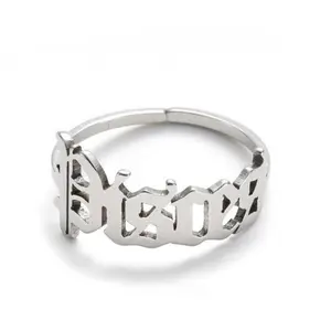 New 201 Stainless Steel Ring, Non-Fading, European-Style Open Design, Retro Minimalist Letter Zodiac Sign Party Jewelry Gift