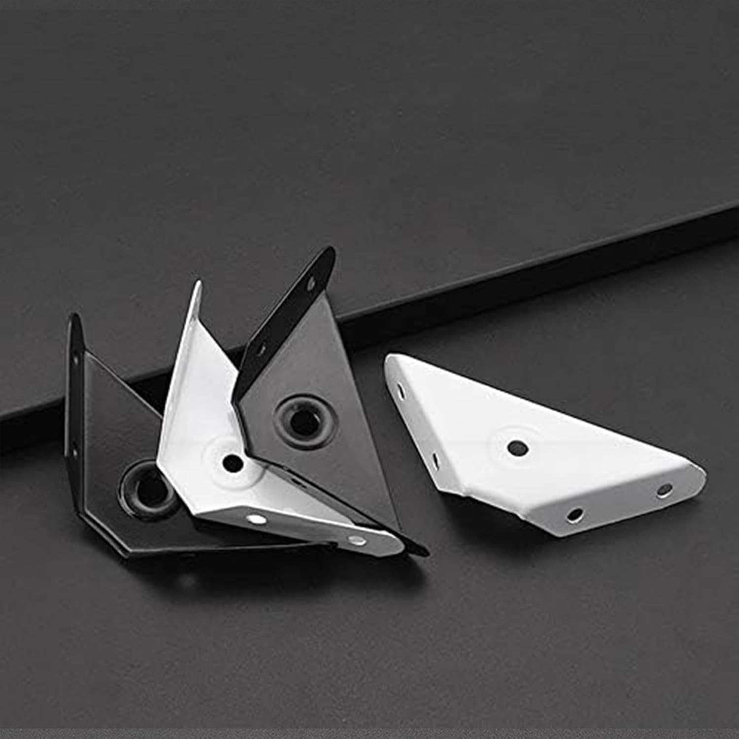 12 count Steel Corner Braces Joint Trapeziform Angle Code Brackets | 4.1" Black Corner Brace Support for Furniture | Cold Rolled Steel Construction, Triangle Design for  Stability