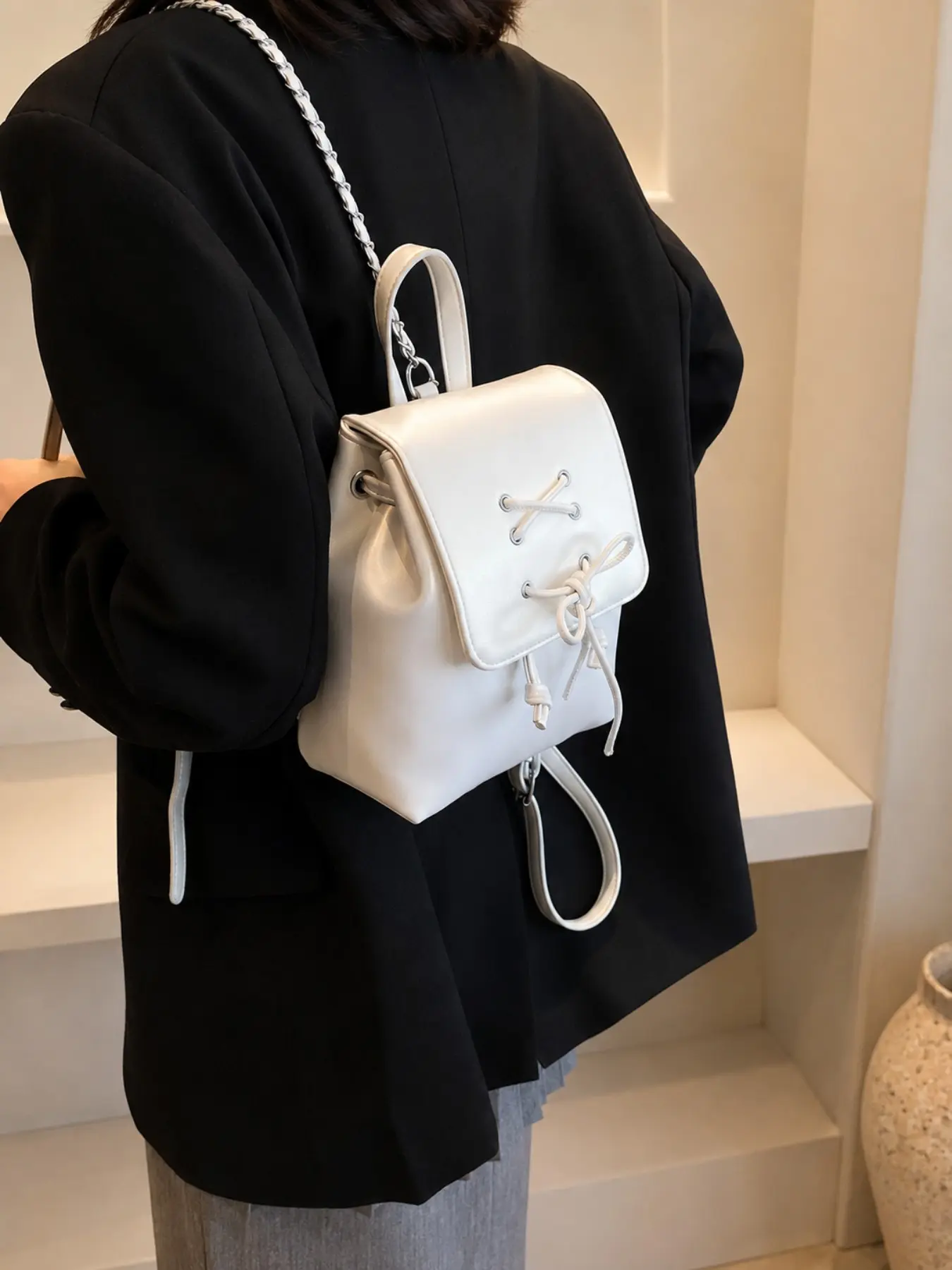 Women's Coquette Bow Backpack, Large Capacity Balletcore Korean Style Backpack Purse, Stylish Casual Daypack, Cute Versatile Everyday Bag for Shopping, Travel & Daily Use