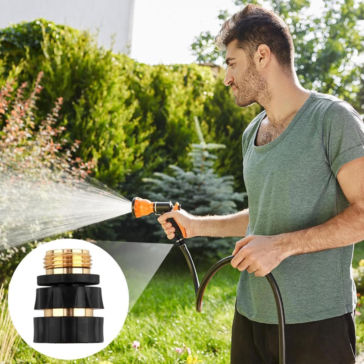 Garden Hose Quick Connector, 3/4 Inch Male and Female Garden Hose Fitting Quick Connector Rubber Washers Leak Proof Durable Aluminum, 6 Set SummerVibes