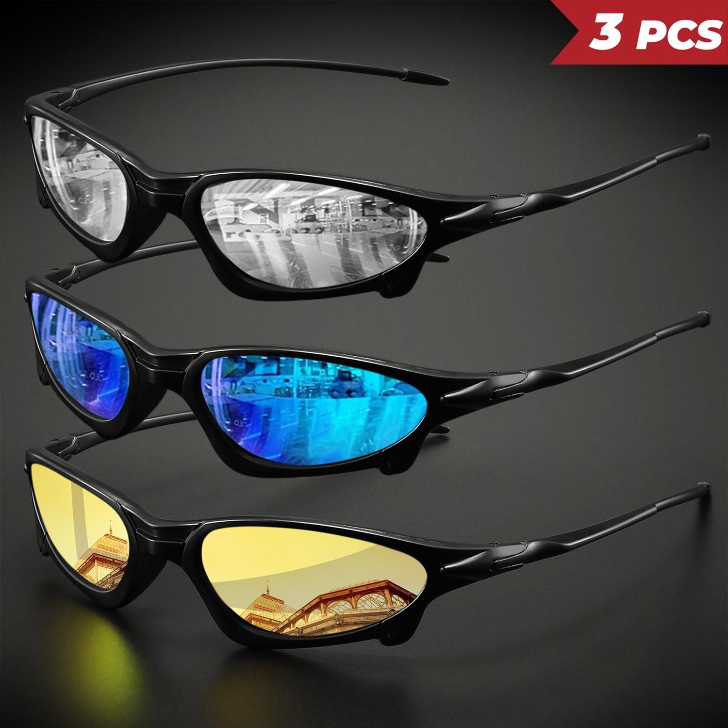 Y2K 3Pack Polarized Sunglasses Unisex Wrap Around Fashion Sport Shades UV400 Rave Glasses SOAR&EAGLE Y2K Polarized Sunglasses - 3 Pack  main image 4