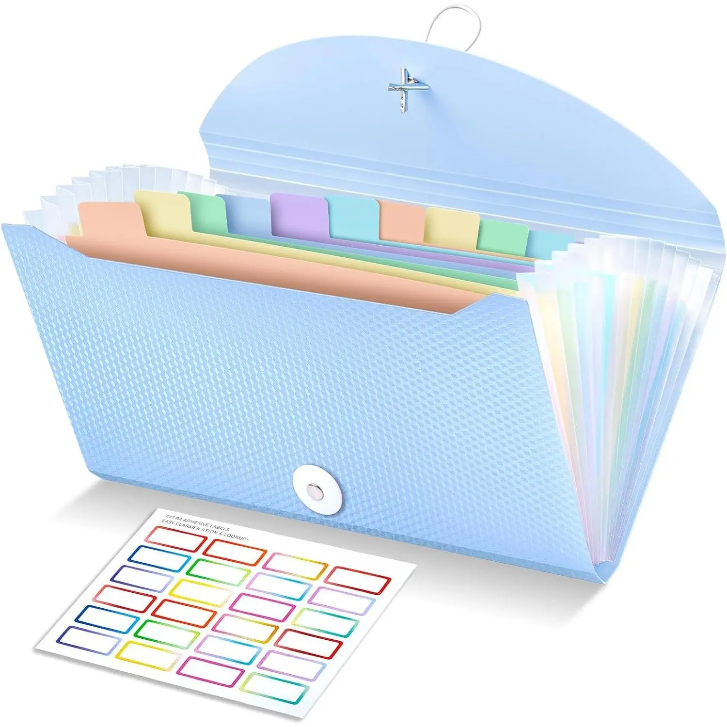 13-Pocket Small Accordion Receipt Organizer with Labels, Elastic Buckle, PP Material, 10.2x5.1 Inches Office Filing Storage Solution for Receipts, Bills, Label, Document Sorter