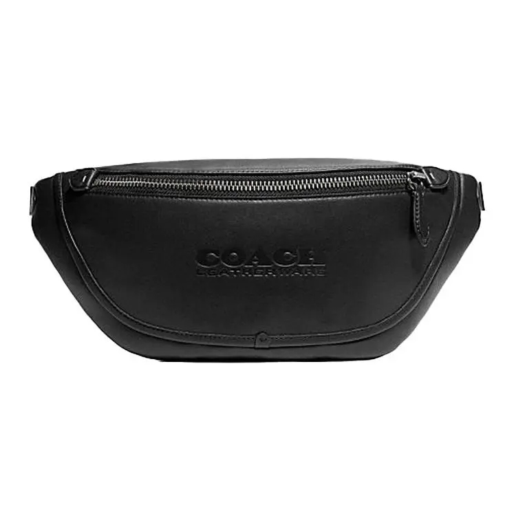 COACH League 41 Printed Casual Leather Crossbody Bag for Men – Large Black Chest and Waist Bag