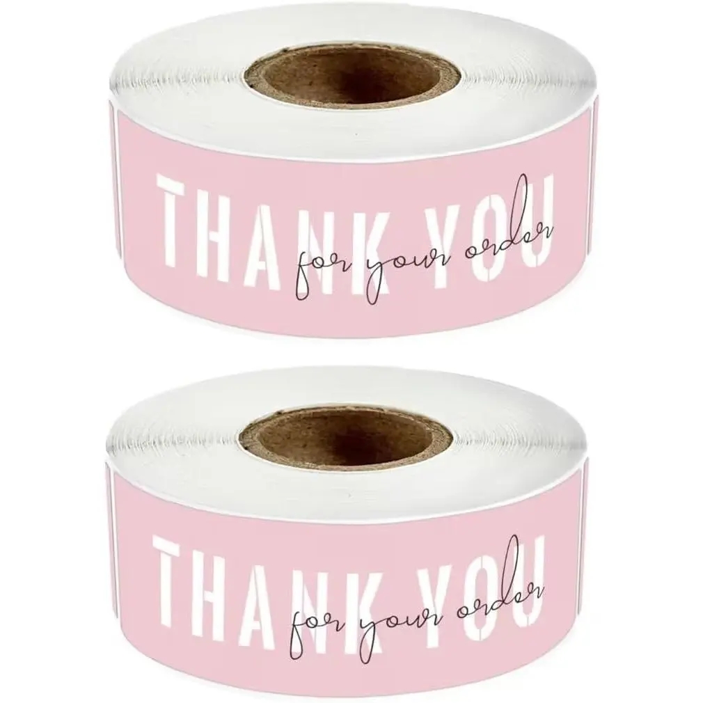 1x3 Inch Pink Thank You for Your Order Stickers - 240 Labels, 2 Rolls for Small Business Packaging, Orders, Gifts & Decoration
