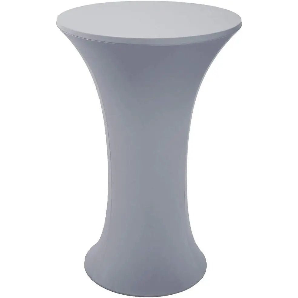 Round Cocktail Spandex Fitted Stretchable Elastic Tablecloth 24x43 Inch C-Silver Grey