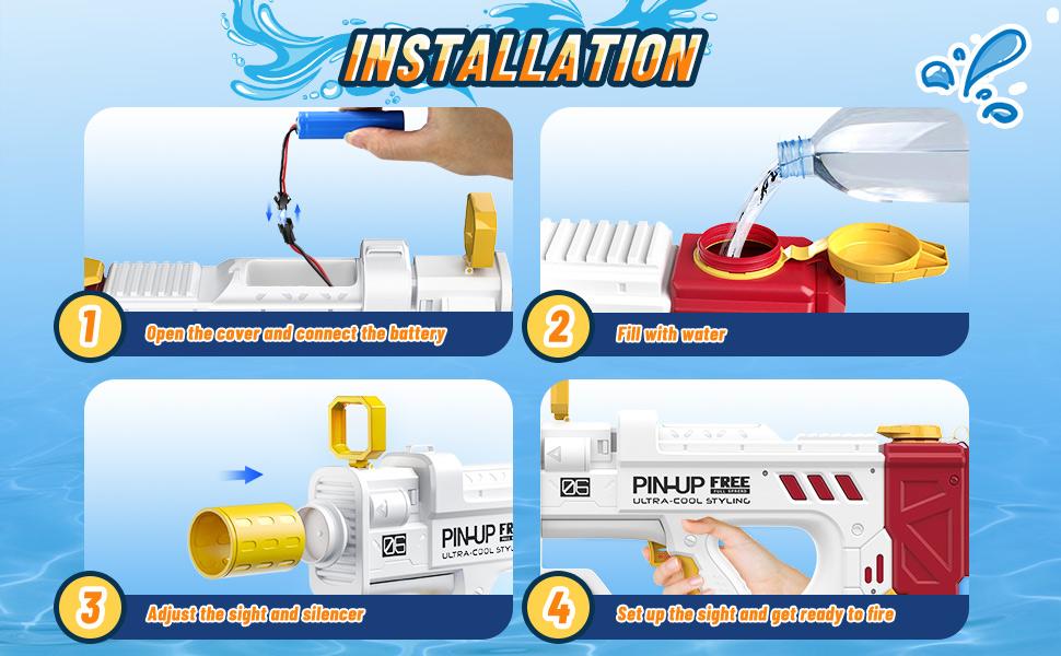 EFFUN Continuous-Fire Electric Water Gun, 300 ml capacity, 275–315-inch range, LED effects, and rechargeable design-Dual modes for children and adults, durable and sturdy, perfect as a party gift EFFUN Continuous-Fire Electric Water Gun, 300 ml capacity, 275–315-inch range, LED effects, and rechargeable design-Dual modes for children and adults, durable and sturdy, perfect as a party gift