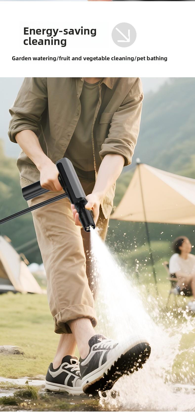 Cordless High Pressure Car Wash Gun, Foldable Portable High Power Washer, Rechargeable Lithium Battery Automatic Cleaning Gun