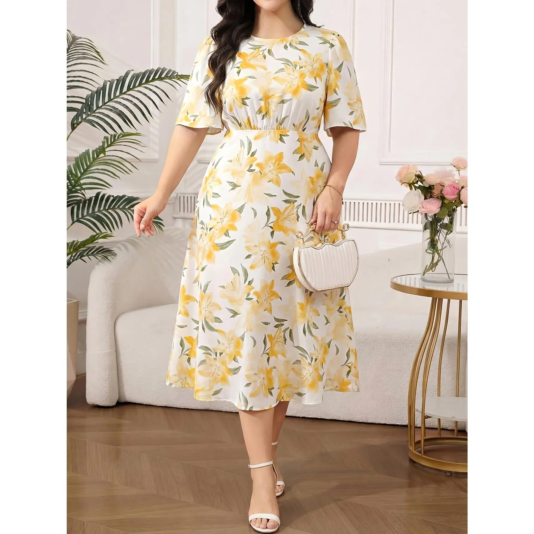 Plus Size, Plus Size Casual Floral Print Women's Summer , Summer Formal , Spring Formal Dress, Festival Dress, Easter Dress, Elegant Dress