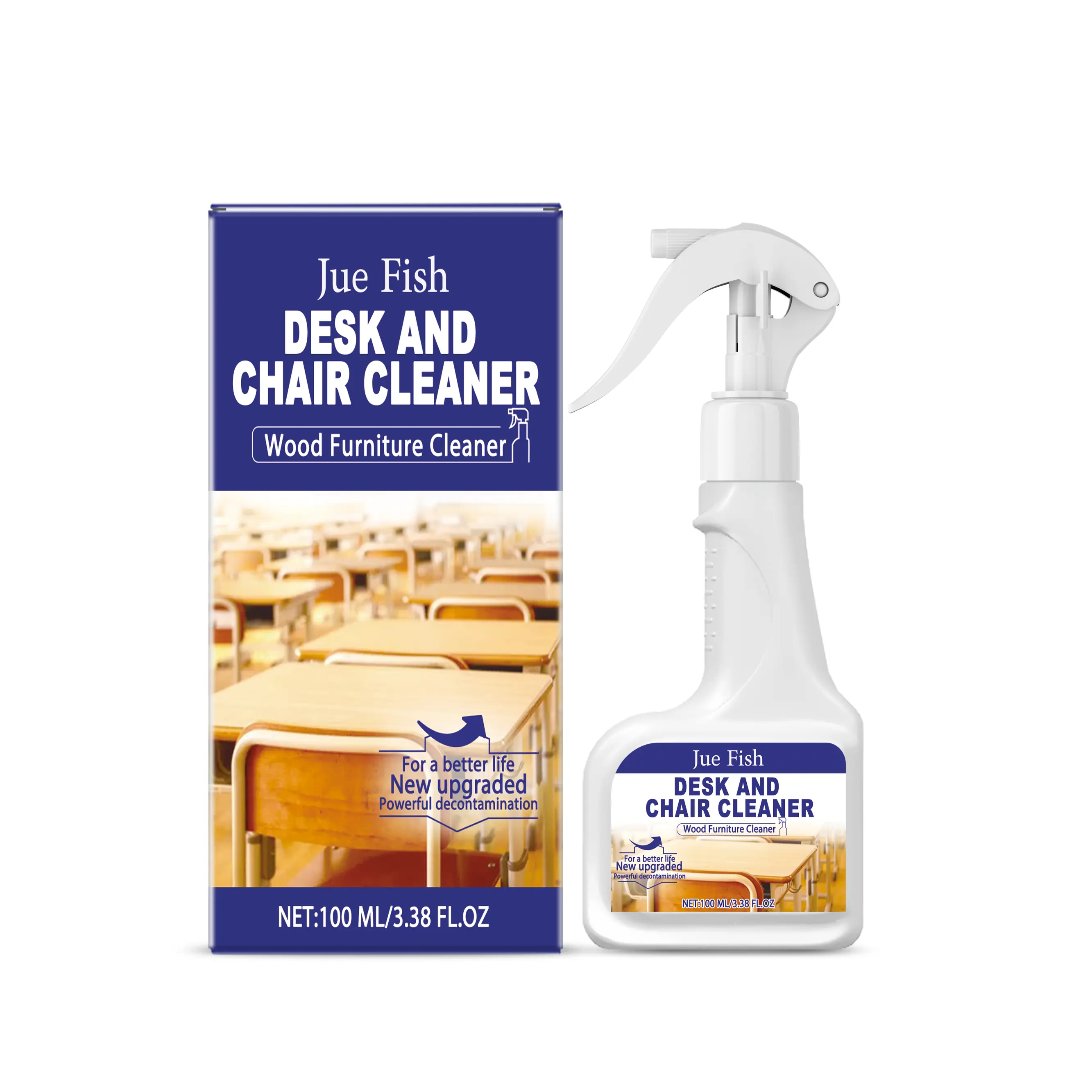 Jue-Fish Desktop Cleaner - Household Stain Remover for Desk Maintenance, Office Care, Plastic Surfaces, Wooden Furniture, Single Bottle Table Cleaning Agent
