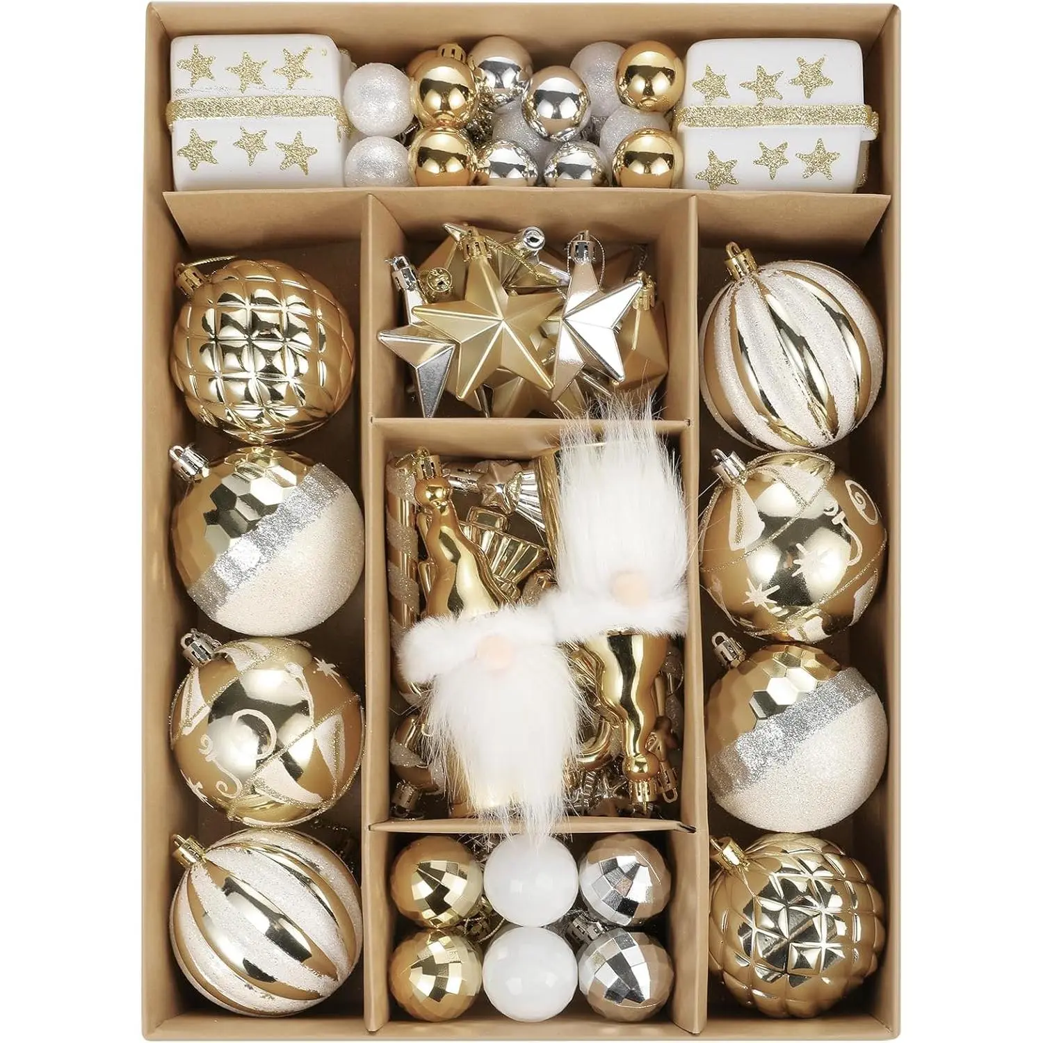 Christmas Ball Ornaments Set, 68 ct White   Theme Xmas  Ornament, Shatterproof Decorative  Ball Ornament for Party Wedding Christmas Tree Decoration