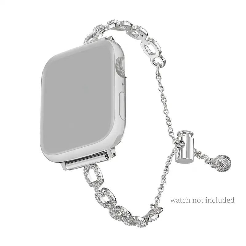 Rhinestone Decor Metal Durable Watch Band (Band Only), 1 Count Smart Watch Band for Apple Watch Ultra Series 9/8/7/6/5/4/3/2/1/SE, Wearable Accessories Compatible with Apple Watch, Watch Straps, Smartwatch Accessories