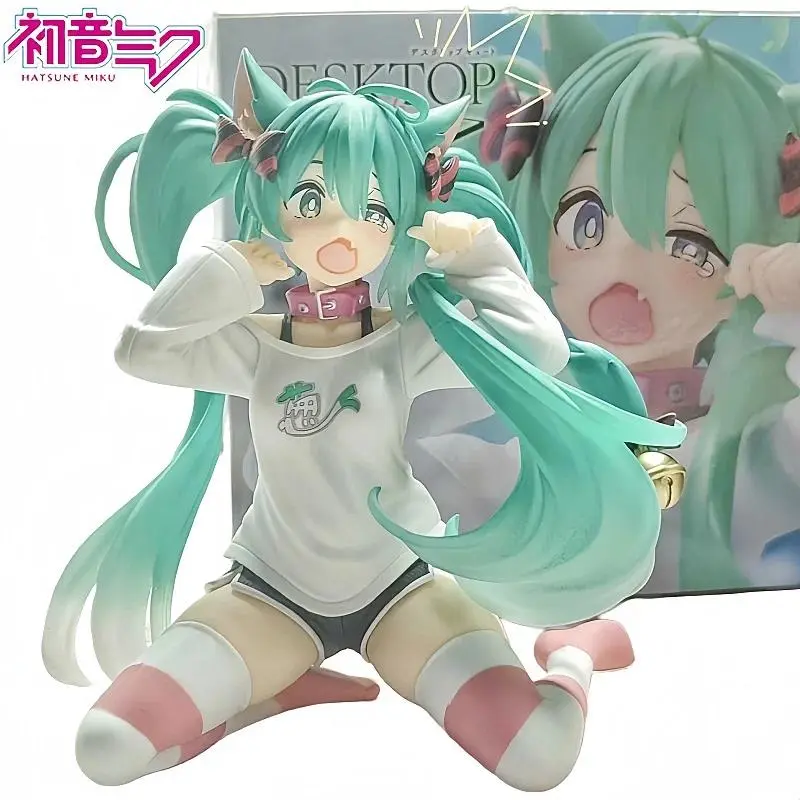 12cm 2026 Hatsune Miku PVC Mini Figure - Cat Ear Long-Sleeve Outfit Doll, Moistureproof Anime Collectibles, Kids' Toy with Regular Cleaning Note, Collectible Gift for Anime Enthusiasts