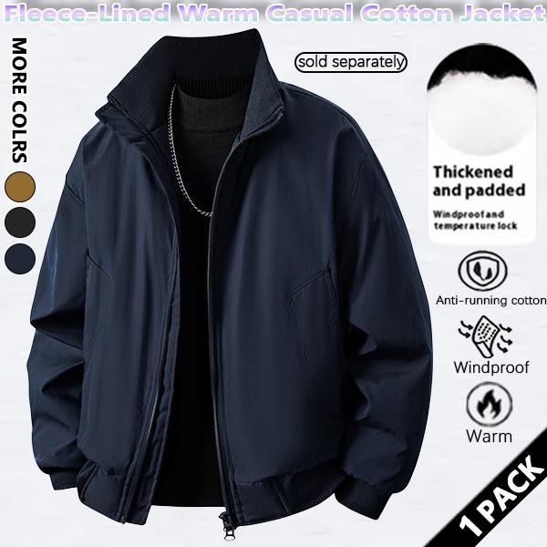 Men's Autumn/Winter Retro Bomber Jacket, Stand Collar Coat, Loose Fit, Warm Cotton Coat, Zipper Outerwear, Trendy Brand, Thickened