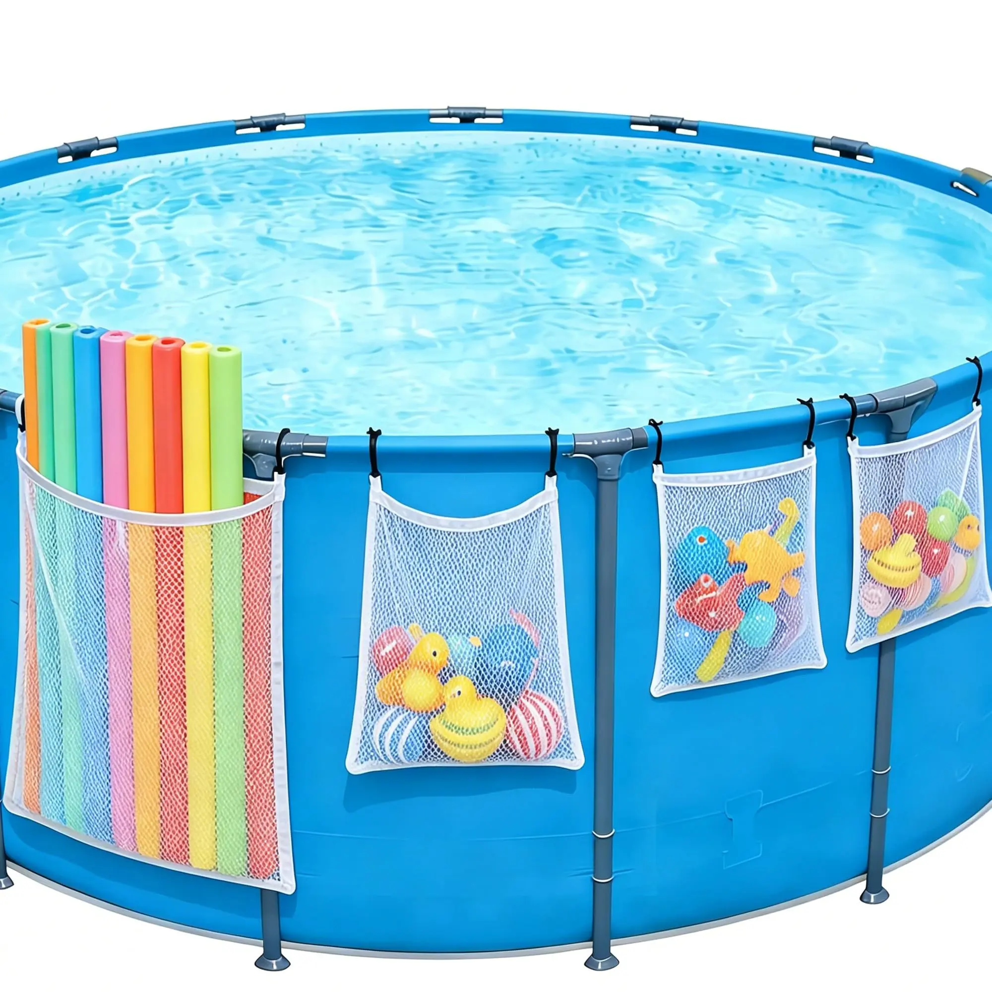 Home Organization Storage, Pool Floats and Gear Organizer, 4-Piece Mesh Bag Set, Toy Storage, Noodles, Floats, Equipment