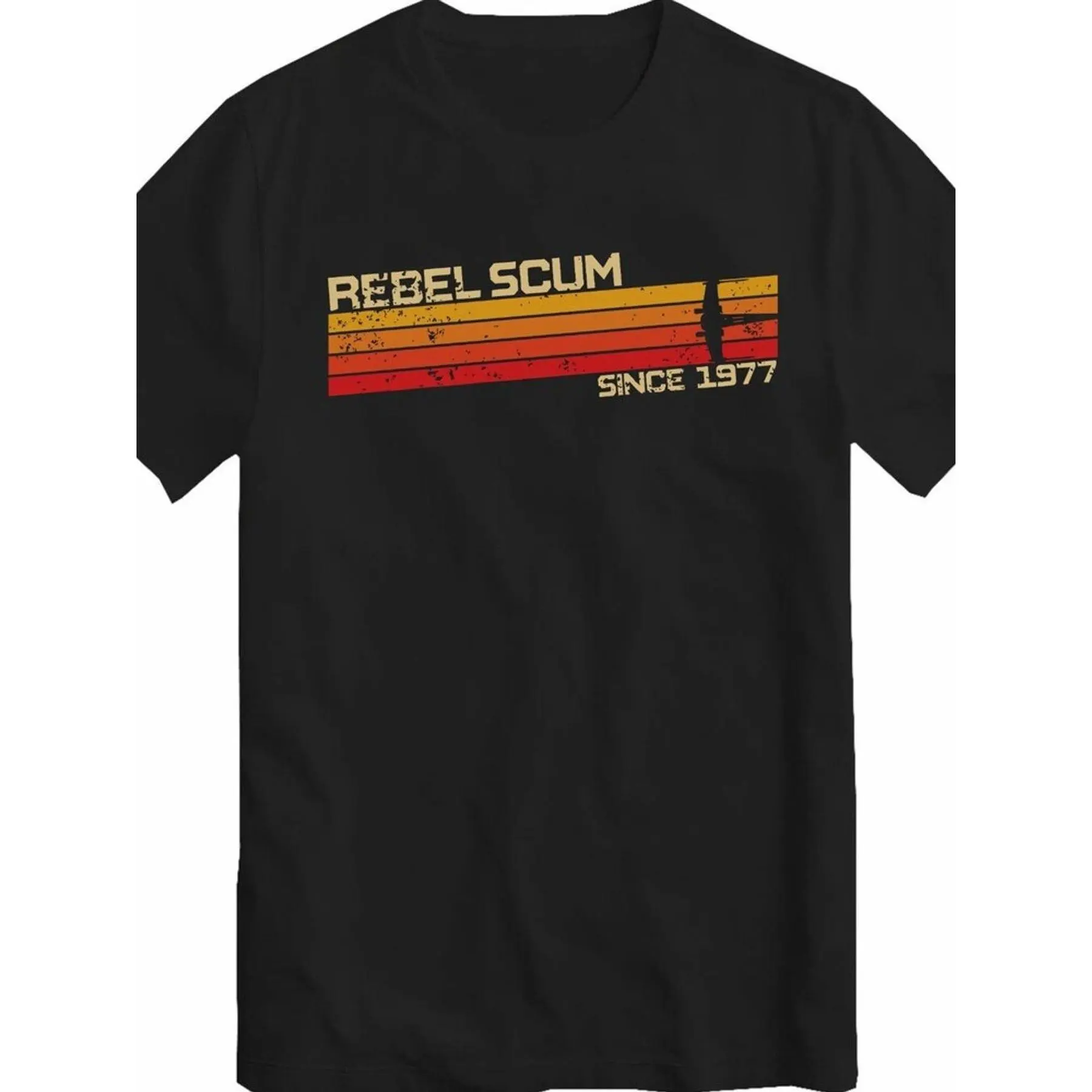 Men's Vintage "REBEL SCUM SINCE 1977" T-Shirt - Retro Sci-Fi Graphic Tee with Bold Rebel Text, Classic Crew Neck Short Sleeve Shirt Suitable for Casual Wear, Statement Wardrobe Piece for, Machine Washable Retro Apparel