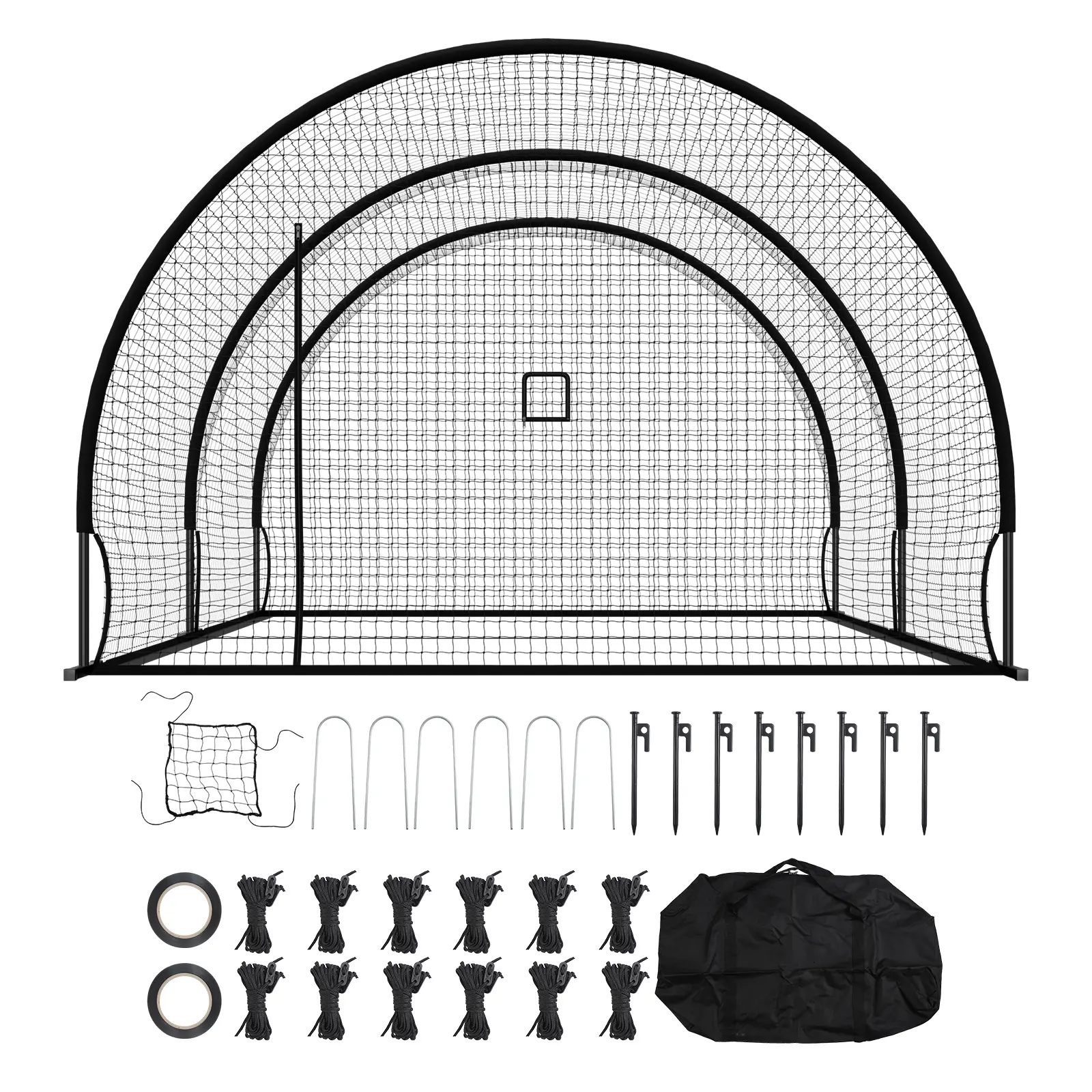 Baseball Batting Cage, 19.9 x 12.0 x 8.2 FT Freestanding Portable Batting Cage, Hitting Cages with 30-Ply Knotted HDPE & Pitching Machine Opening, Battings Cages Netting for Indoor Outdoor