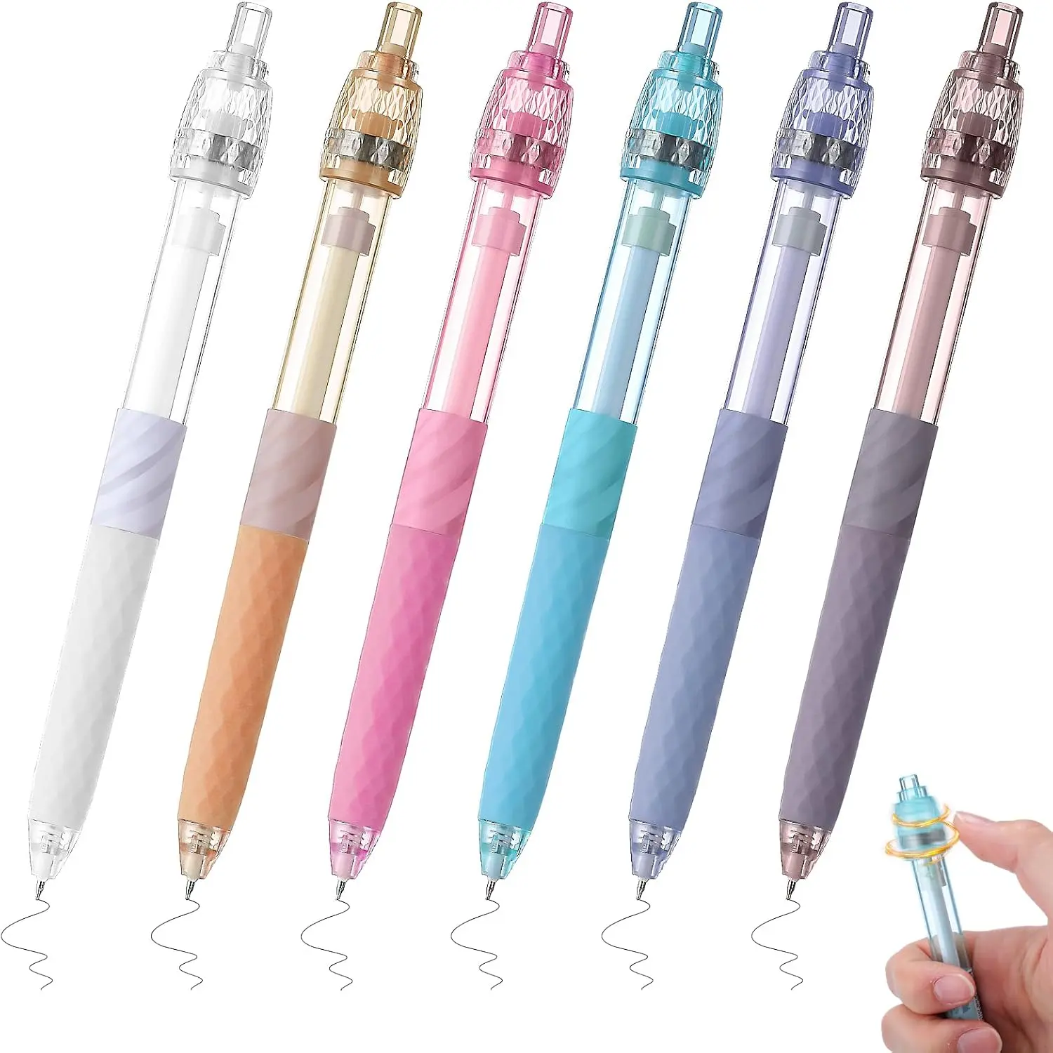 6 Pcs Fidget Spinner Pens for Adults Black Ink Gel Pens with Fidget Ball Stress Relief Pen Spinning Pen for Office Supplies Journaling (Cylinder,Purple Series)fidget toys
